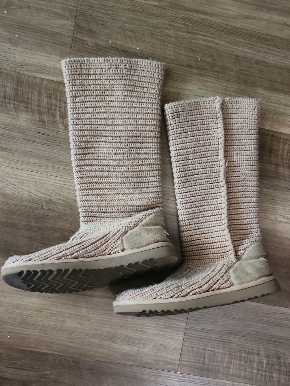 UGG Women's Mid Calf Knit Boots in Light Taupe